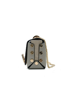 Vintage Hit Color Stitching Chain Crossbody Bag